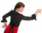 Flamencobluse Schwarz mit weiße Punkten