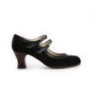 Flamenco-Tanzschuhe Dos Correas Schwarz Veloursleder