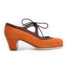 Flamenco-Tanzschuhe Candor Wildleder Orange/Braun