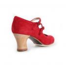 Flamencoschuhe Dos Correas Wildleder Rot