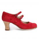 Flamencoschuhe Dos Correas Wildleder Rot