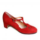 Flamenco Schuh Trebol rot Wildleder