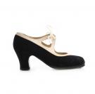 Flamenco-Tanzschuhe Candor Schwarz Veloursleder/Beige Leder