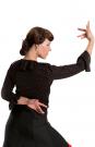 Flamencobluse schwarz mit roten Tupfen